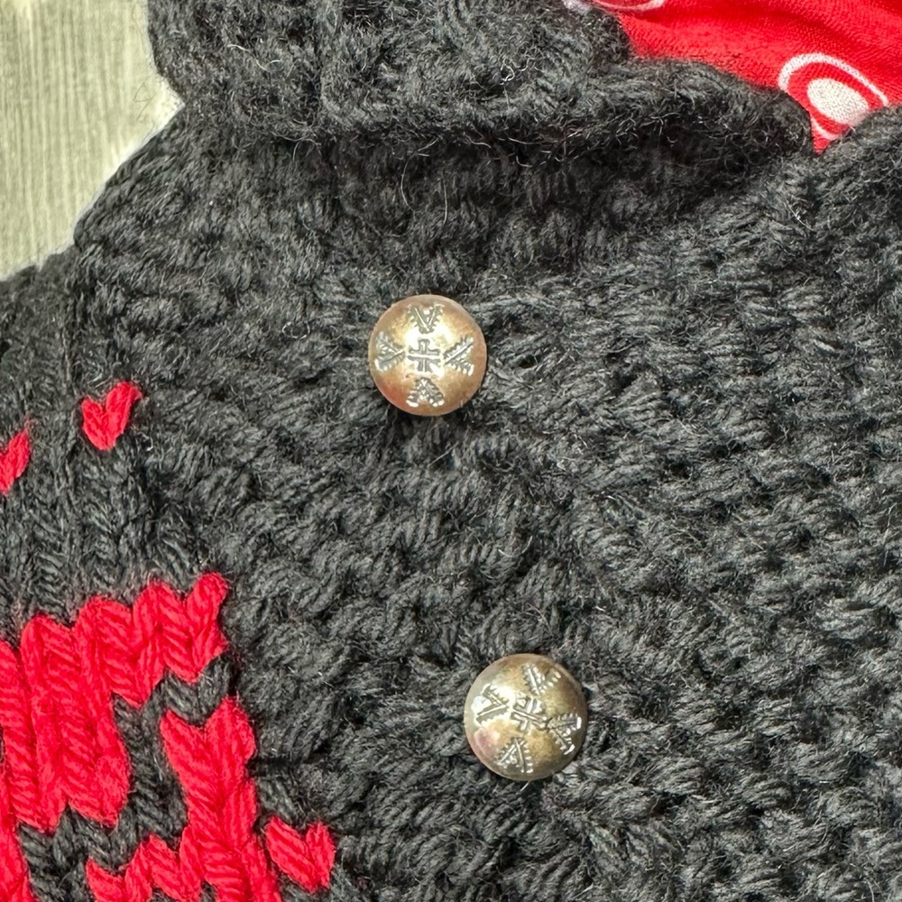 Polo Ralph Lauren Southwestern Aztec Hand-Knit Black Wool Shawl Collar Sweater - Picture 12 of 16
